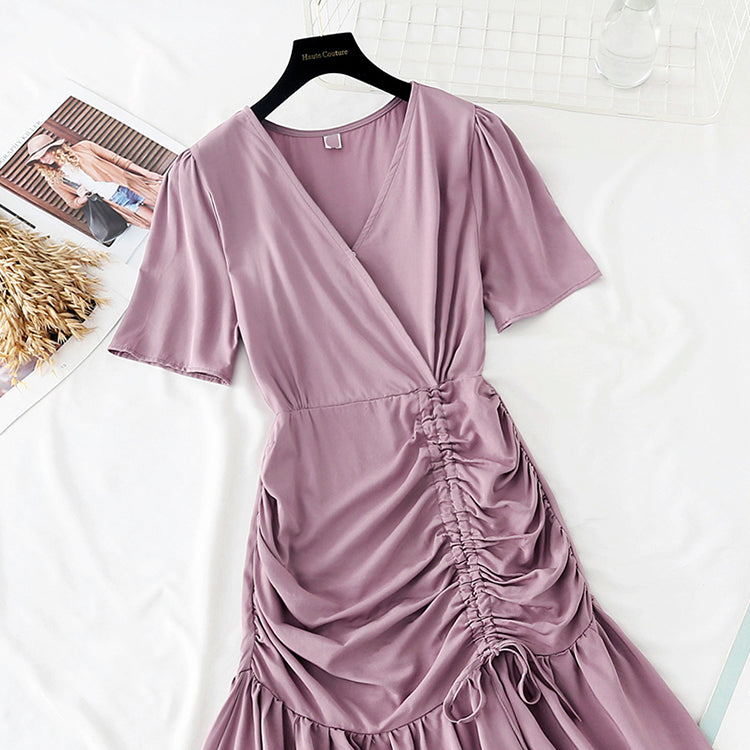 Gentle wind drawstring Ruffle fishtail skirt  4151