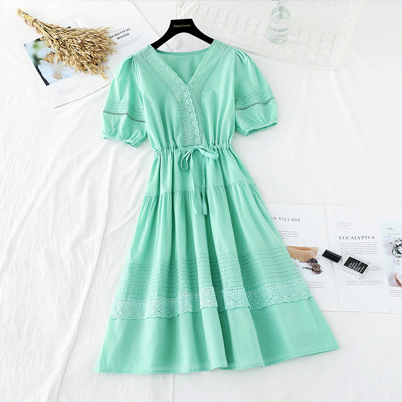 Gentle wind cotton linen skirt, slim waist, French minority dress  4186