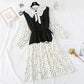 Knitted vest Sen sweater sweet wave point Chiffon Skirt Set two-piece set  3991