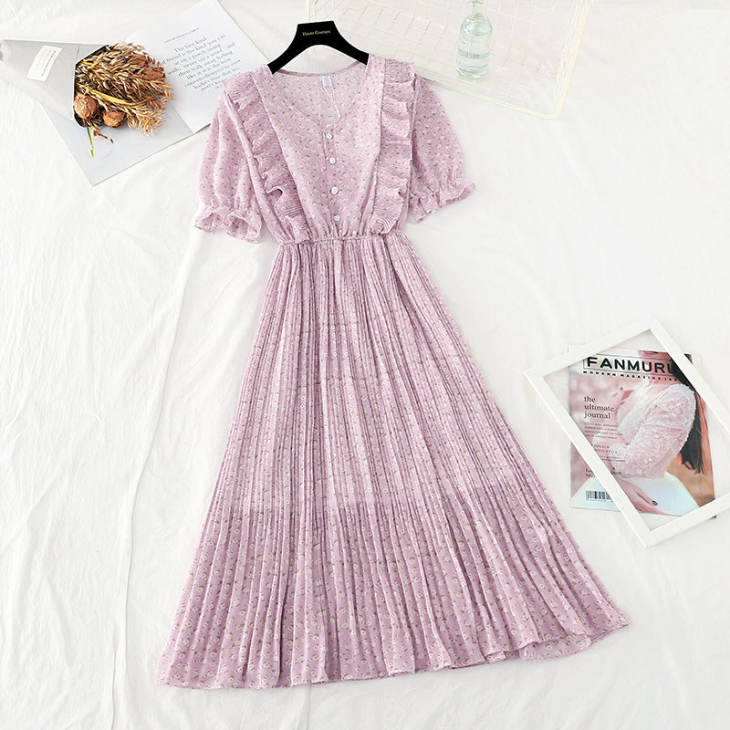 The new waist is slim. Chiffon skirt French gentle wind Fairy Dress  4632
