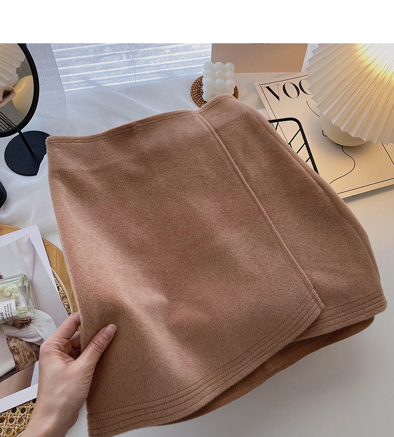 Woolen A-line skirt women's High Waist Hip Wrap Skirt  5466