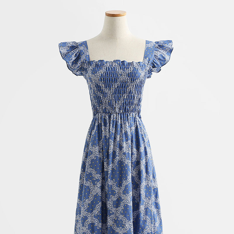Neues französisches Blumenkleid, süßer und würziger Hosenträgerrock 4283