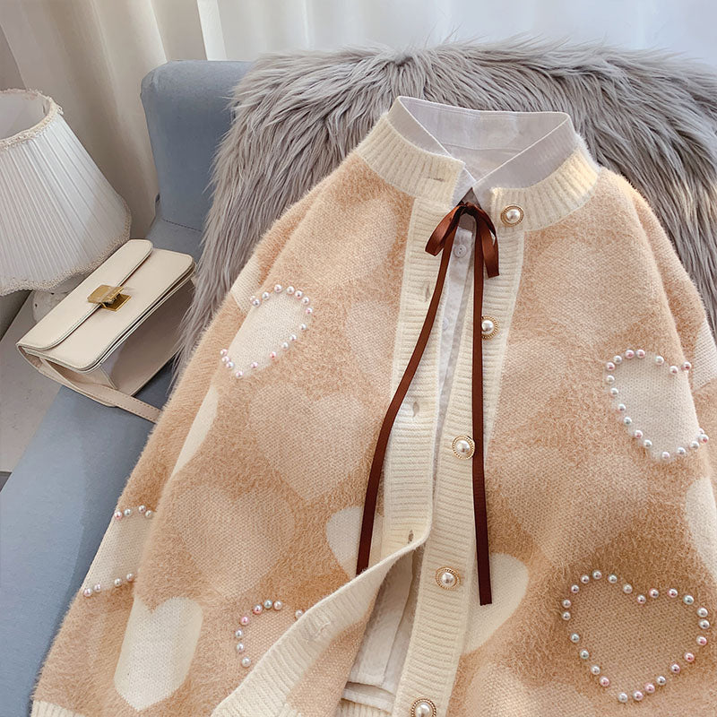 Heavy industry nail bead sweater coat sweater coat  5008