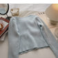 Design sense Vintage diamond button long sleeve knitted cardigan  5902