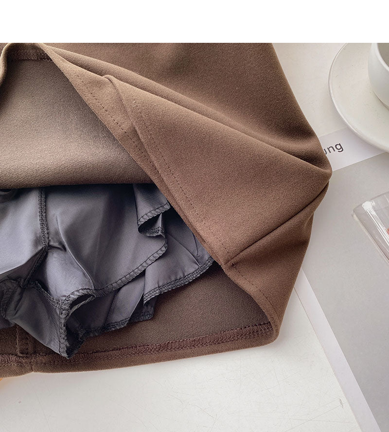 Design sense pleated Hip Wrap high waist slim fashion A-shaped skirt  5437