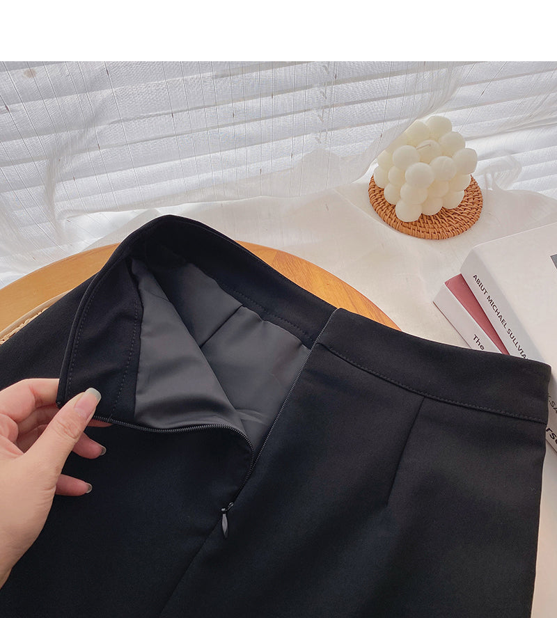 Koreanischer, vielseitiger, altersreduzierender schwarzer Faltenrock mit hoher Taille 5539