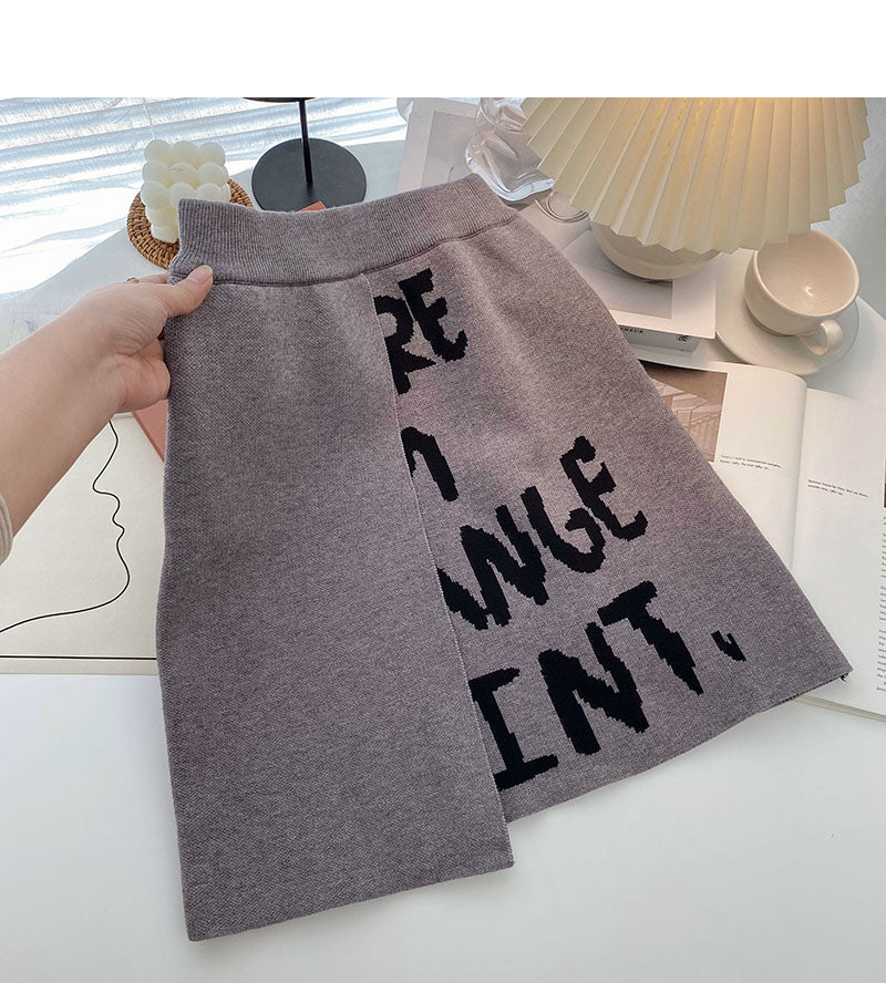 A-förmiger Rock mit hoher Taille und hoher Taille der neuen koreanischen Minderheitsmode mit Retro-Print 5431
