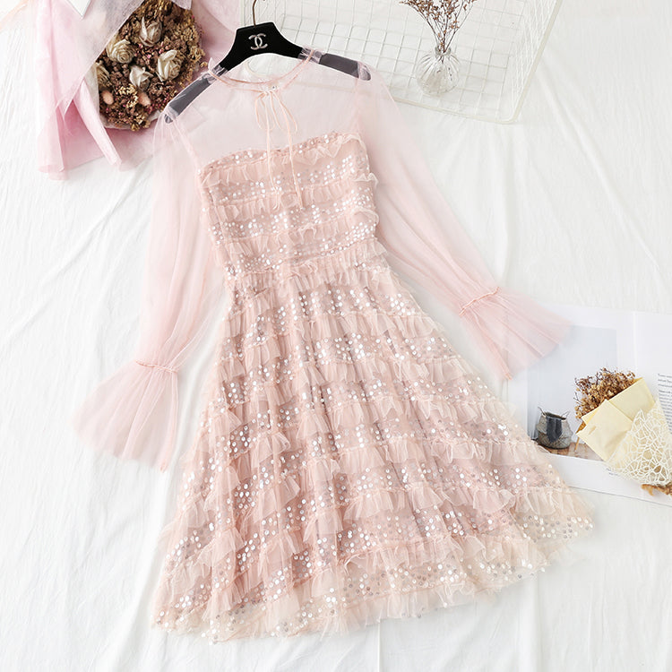 French first love little fragrant wind mesh fairy skirt  4306