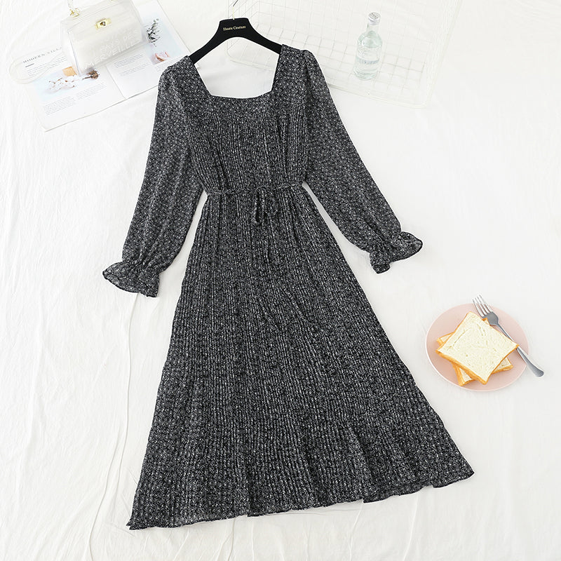 Japanese soft wind floral long sleeved dress  4708