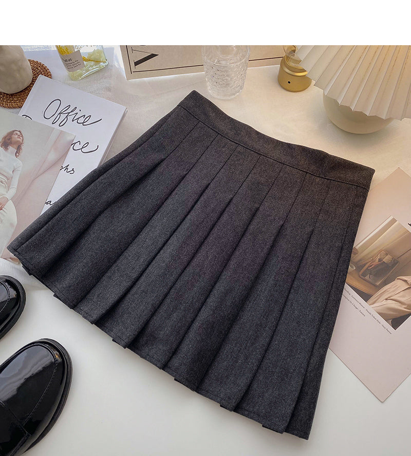 New Korean simple solid color versatile high waist pleated skirt  5420