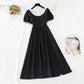 New cut waist thin split French dress  4668