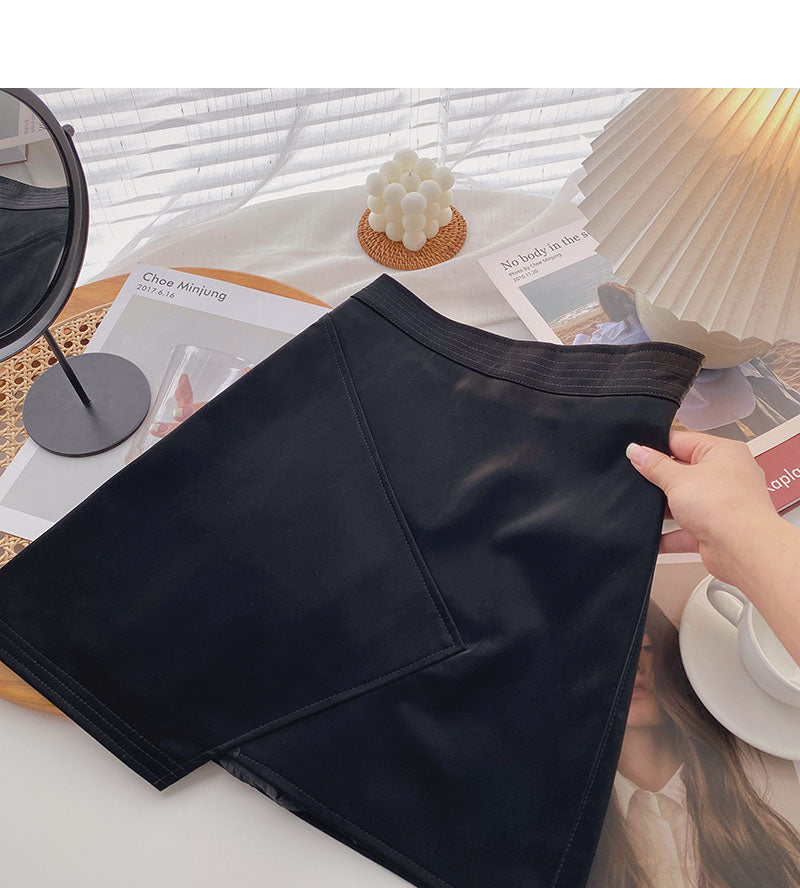 Korean design irregular A-shaped high waist short skirt fashion  5449