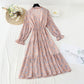 The new French retro minority dress has a drawcord at the waist  4572