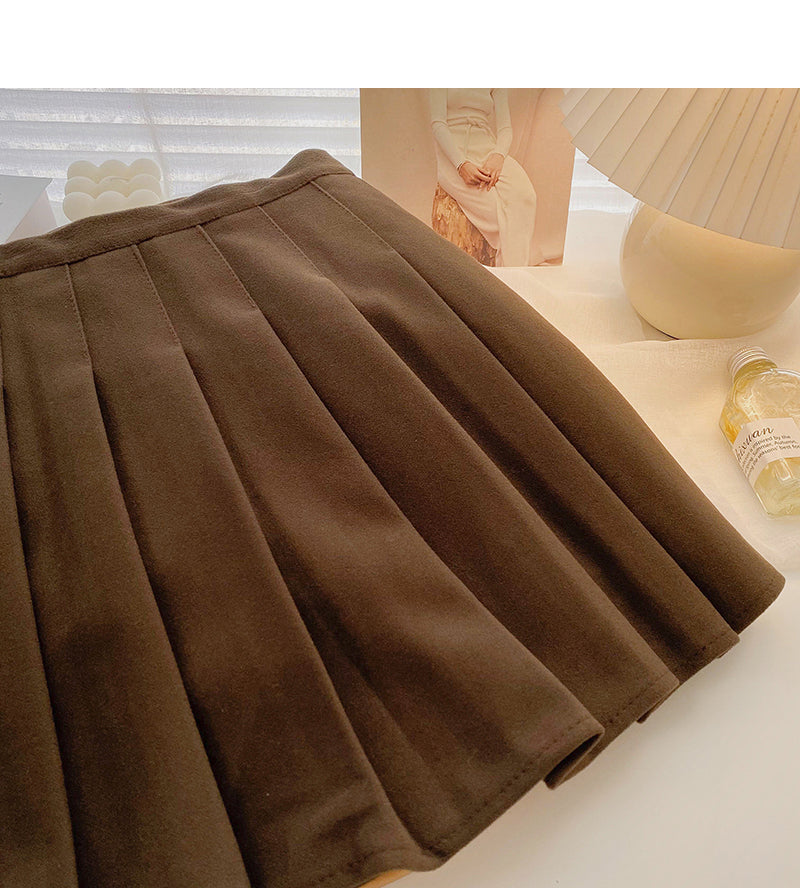 Pleated skirt high waist casual skirt  5338