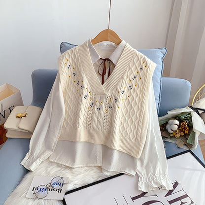 Bestickte Strickweste Damen Weste Pullover Weste Weste 4934