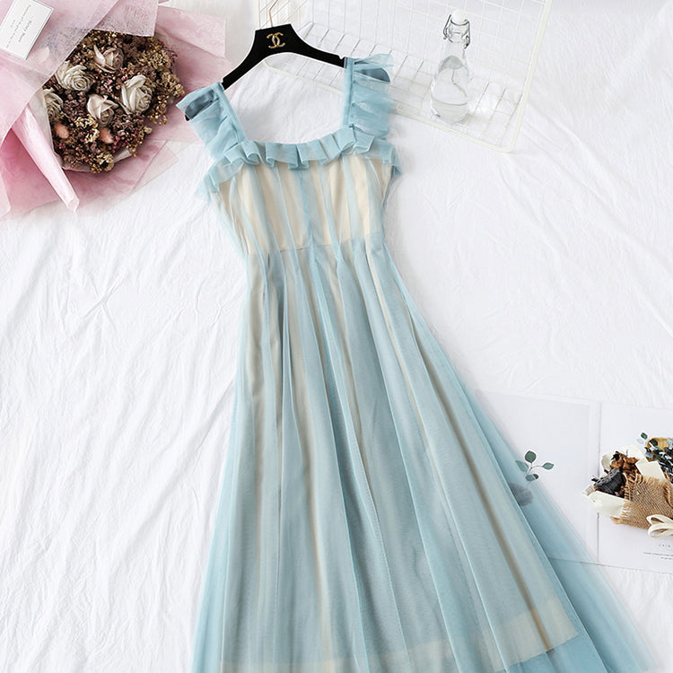 Super fairy sweet wisdom smoked skirt French Platycodon grandiflorum long skirt  4107
