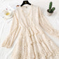 V-neck wave point Chiffon Dress  3730