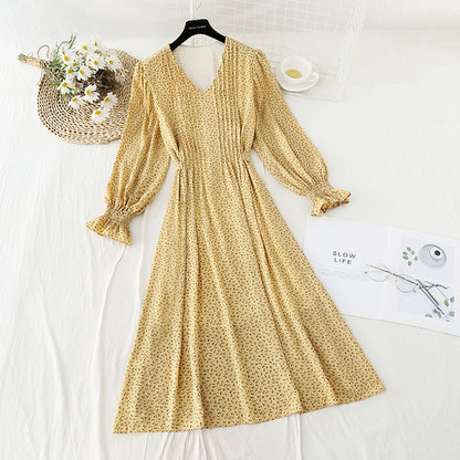 Neues schmales Chiffon-Teabreak-Kleid aus Chiffon mit Taillenverschluss 4576