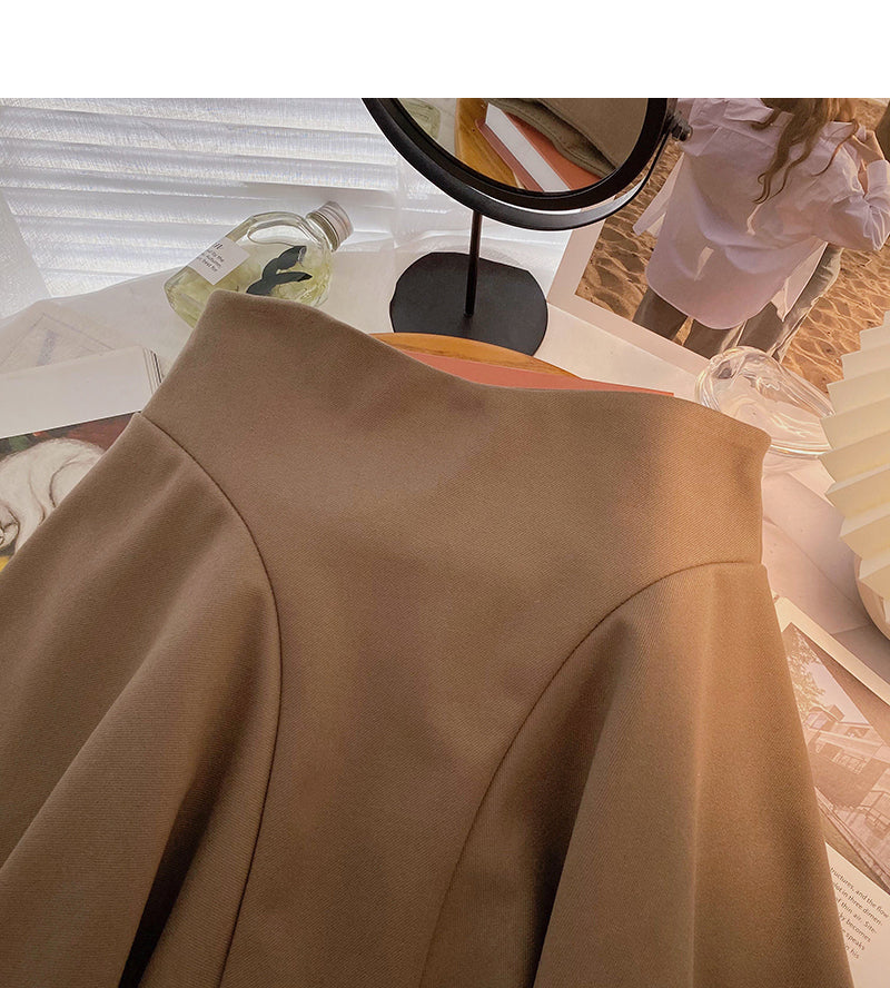 Koreanische Mode im Hongkong-Stil Freizeit einfarbiger Anti-Licht-Rock mit hoher Taille 5497