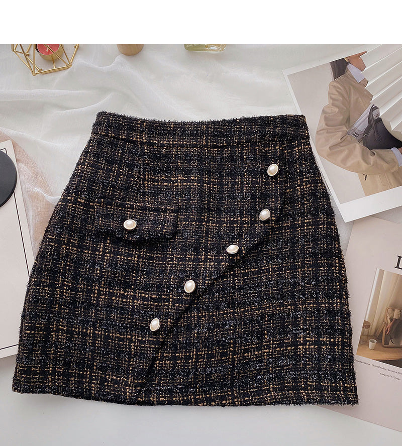 Small fragrance A-shaped skirt, irregular Hip Wrap Skirt  5359