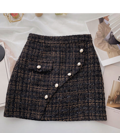 Small fragrance A-shaped skirt, irregular Hip Wrap Skirt  5359