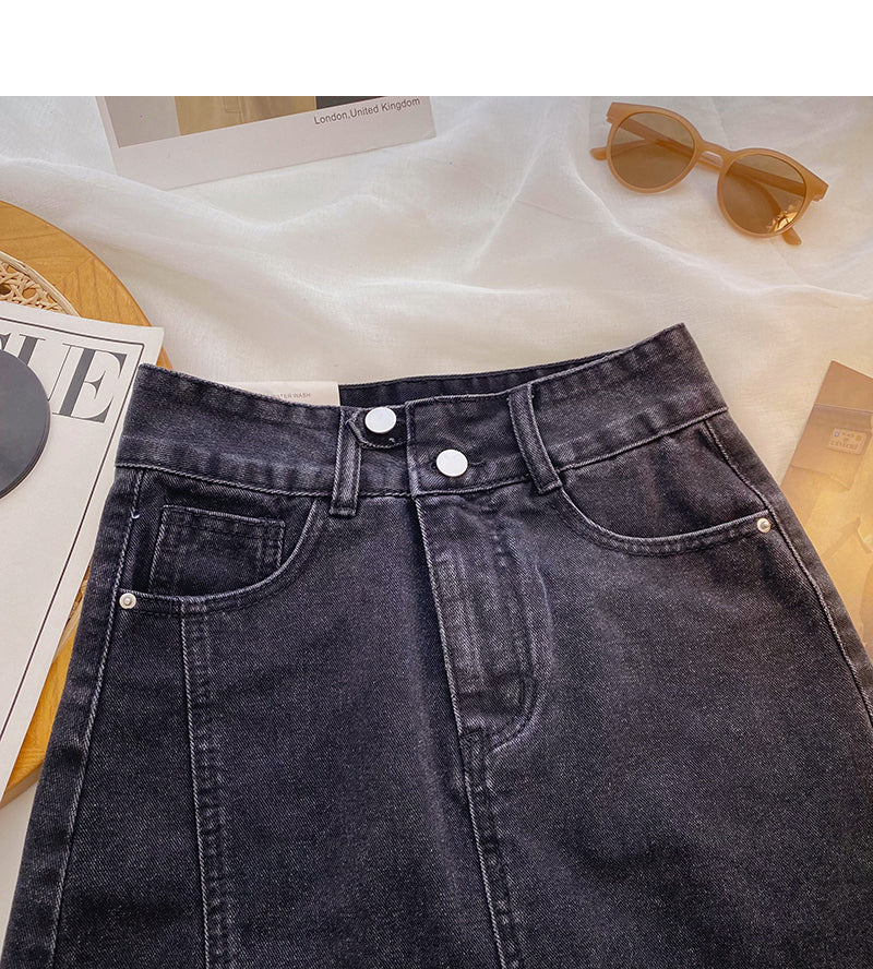 New Korean version of Hong Kong Style versatile slim split high waist skirt  5403