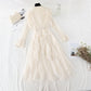 Embroidered mesh shows thin temperament knitted dress for women  4092