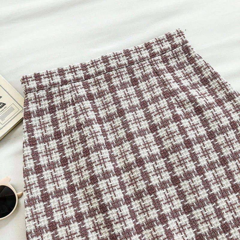 Sweet plaid skirt, retro, slim and anti light A-line skirt  5308