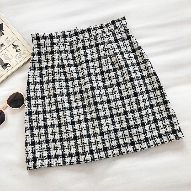 Sweet plaid skirt, retro, slim and anti light A-line skirt  5308