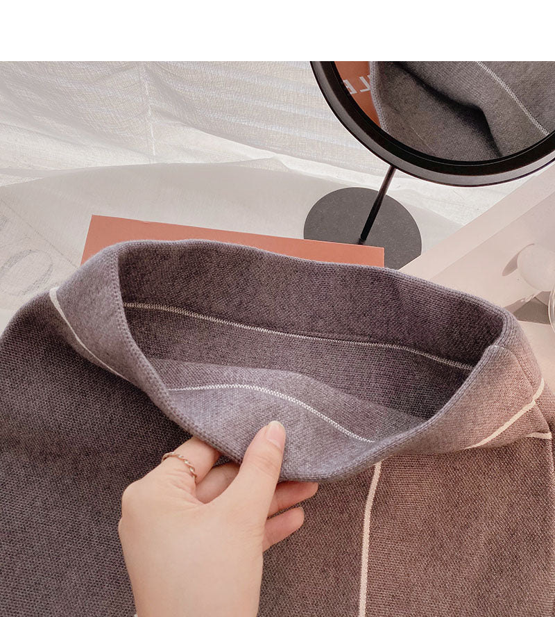 Fashion high waist wrap hip thin color block fishtail skirt  5748