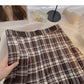 Jupe plissée taille haute à carreaux style rétro japonais 5426