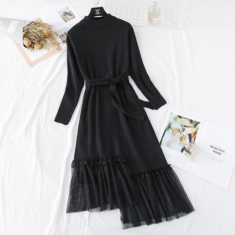 Sweater over the knee, Royal sister style bottom temperament long skirt  3794