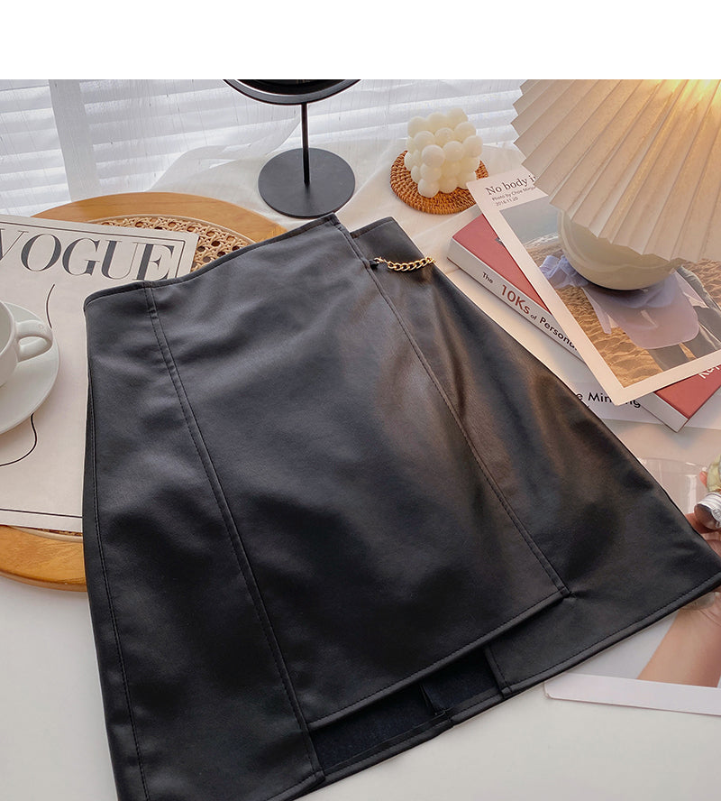 Korean chain high waist irregular slim design Hip Wrap Skirt  5328