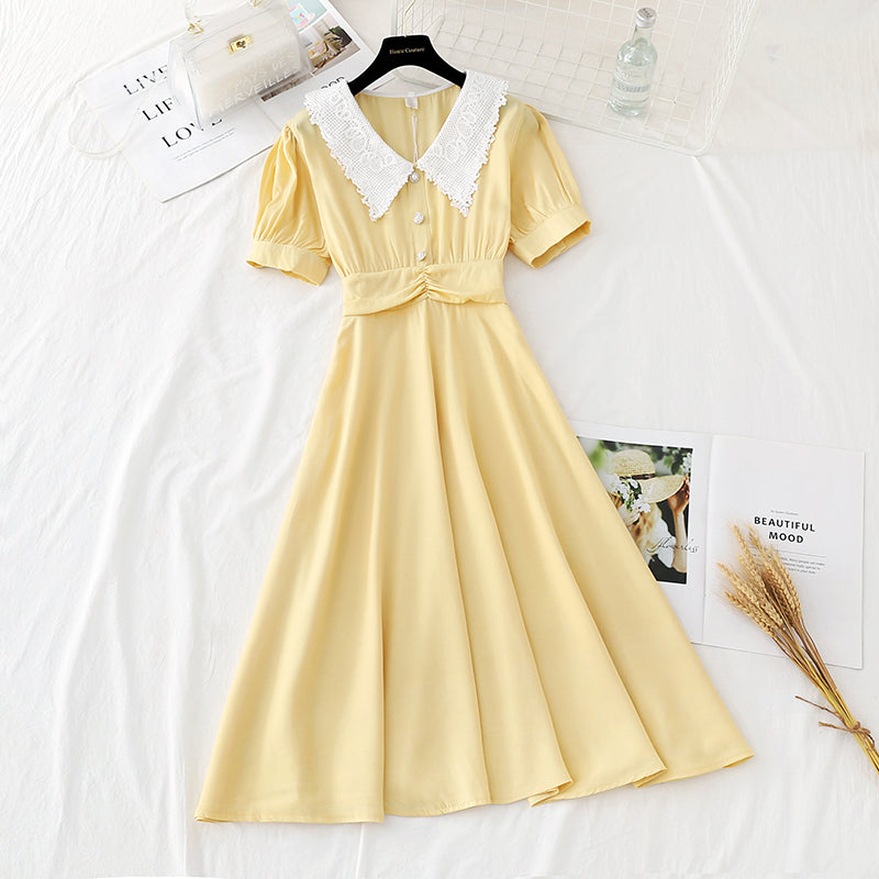 The new French retro waist shows thin temperament, goddess fan Fairy Dress  4159