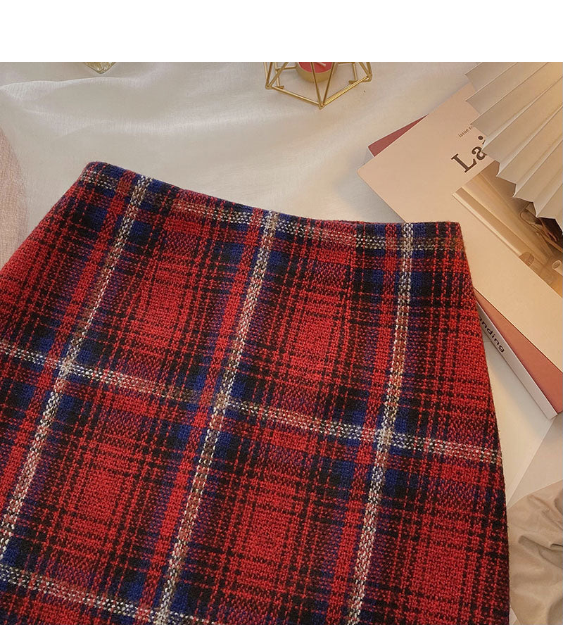 Korean fashionable age reducing Retro High Waist Skirt  5546