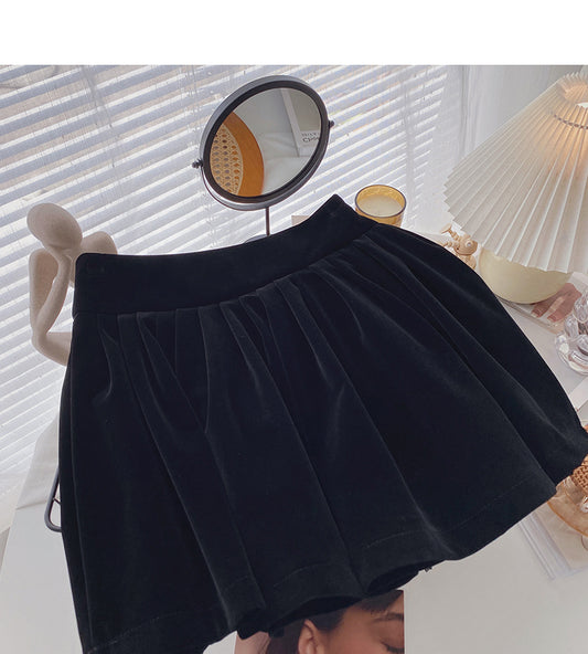The new Korean version of the small man is thin, and the black A-line skirt  5290