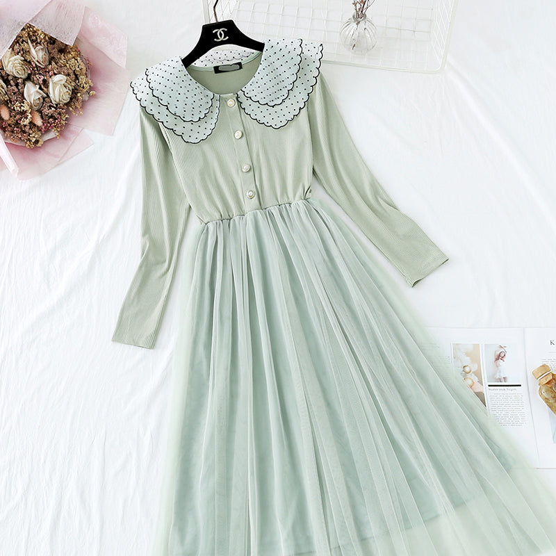 Alterndes Babykragenkleid weiblich Französisch erste Liebe kleiner Duft 4303