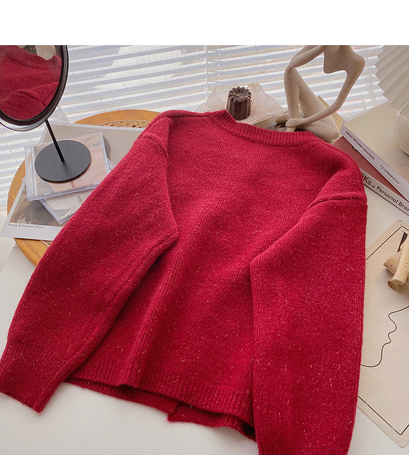 Korean languid style leisure thin long sleeve top  5989