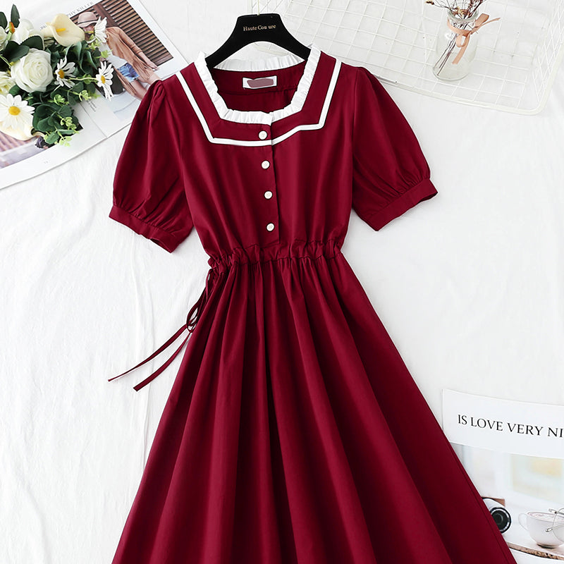 French retro cotton linen dress  4267