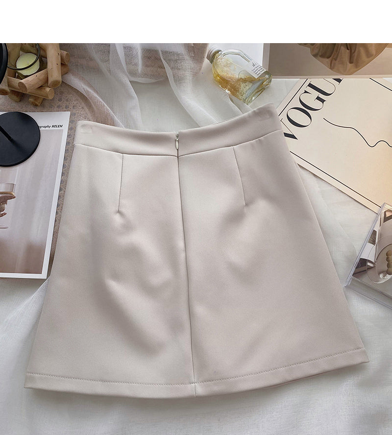 Korean version of foreign style gentle and thin pleated high waist A-shaped skirt  5663