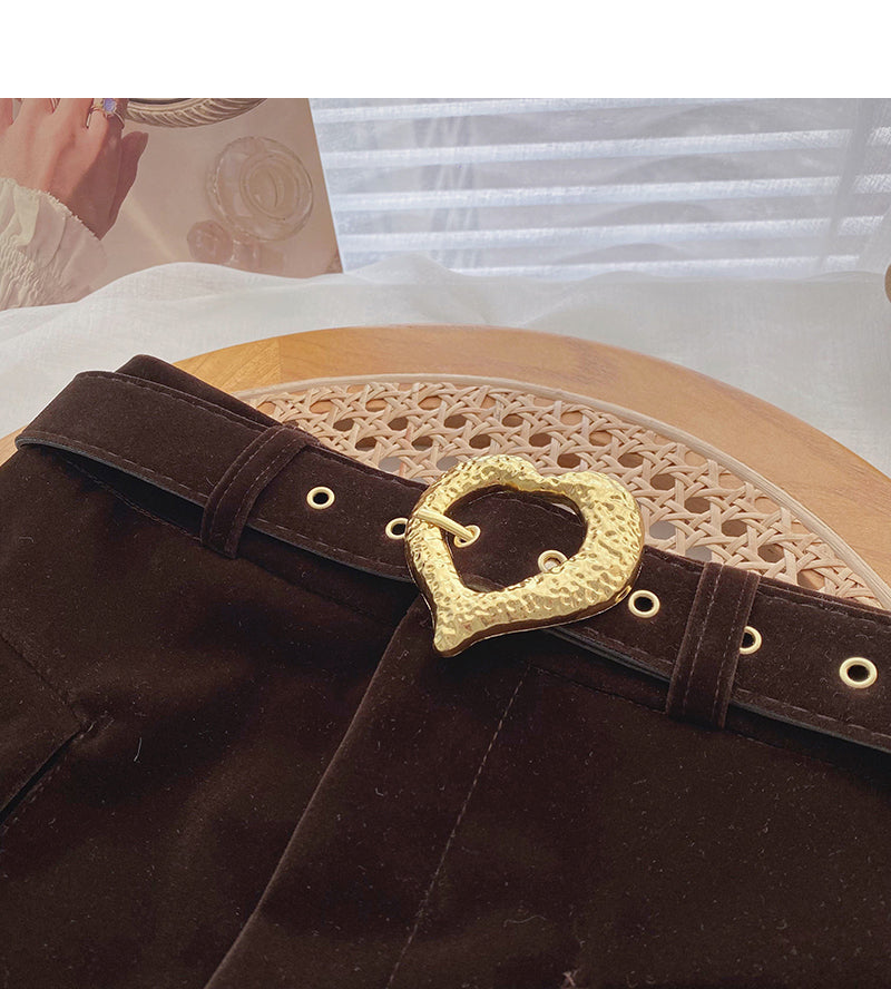 Jupe queue de poisson taille haute en velours doré pour femme 5384