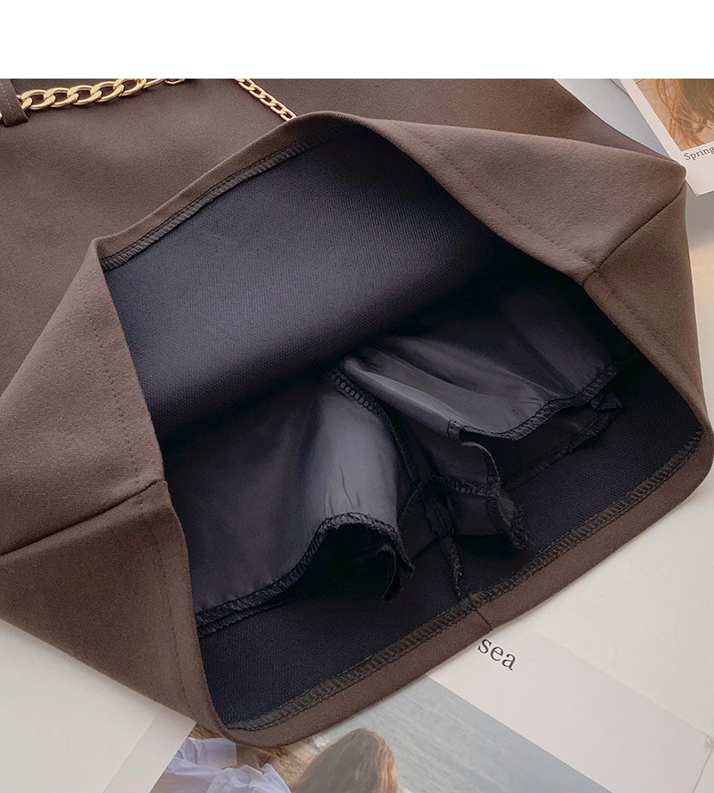 Fashion simple temperament solid color high waist skirt with chain  5469