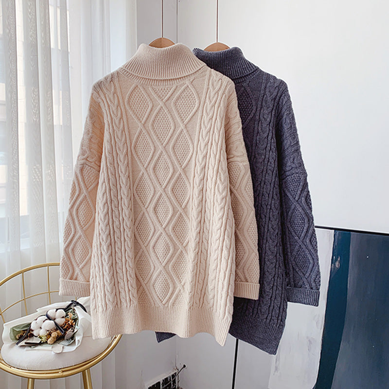 Tragen Sie eine faule koreanische Jacke über dem Twist-Rollkragenpullover 4954