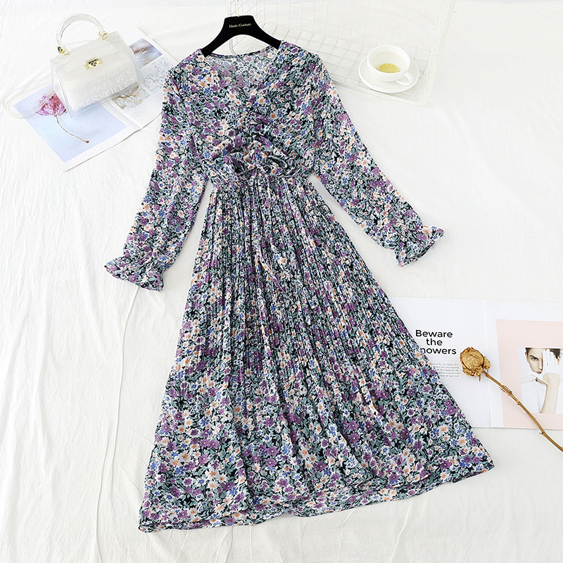 Lace up pleated waist for thin Pleated Chiffon Skirt  3874