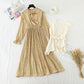 Suit knitted vest Pleated Chiffon Skirt two piece long skirt  3909