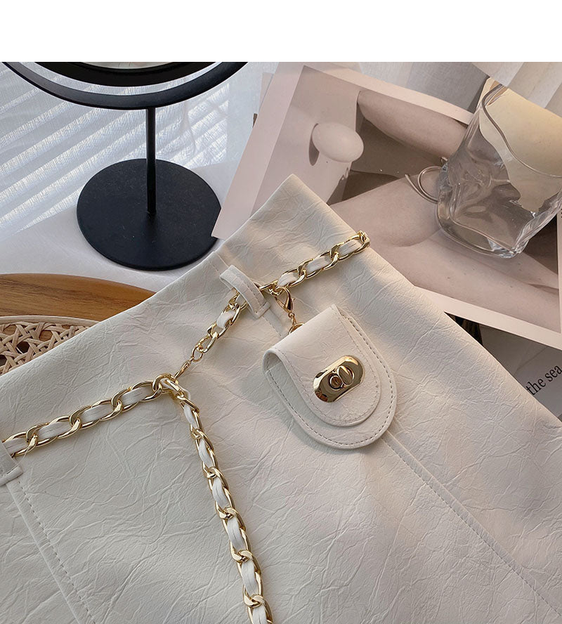 High waist retro chain A-line skirt, thin temperament  5278