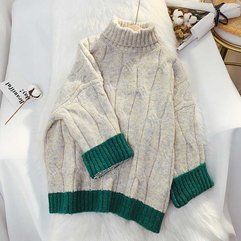 Twist Stehkragen-Pullover weiblich Retro-japanisch faul 4910