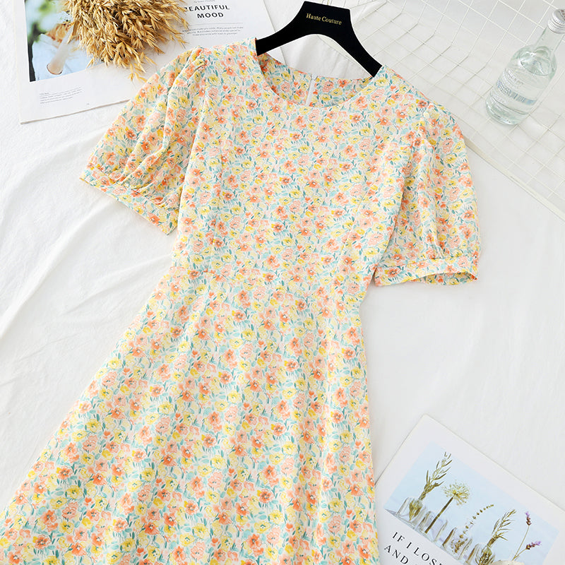 New Style Bubble Sleeve Chiffon sanfter französischer Retro-Rock 4634