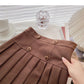Double breasted decorative high waist design sense of aging retro A-line skirt  5444