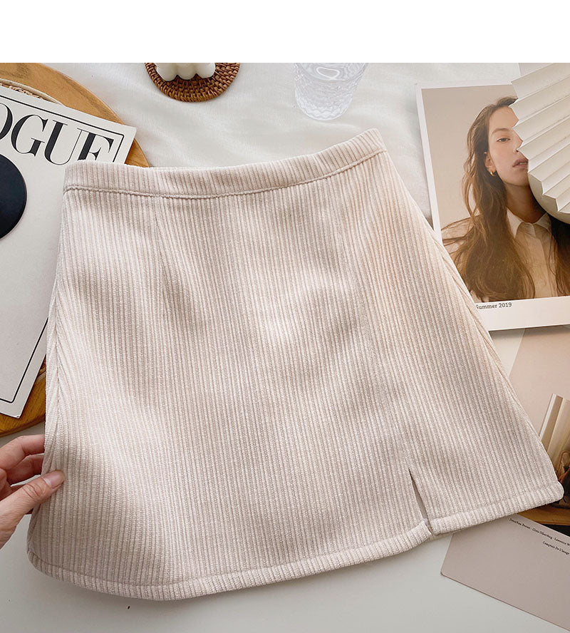 Kordsamtrock Damen Gabel Rock in A-Linie mit hoher Taille 5465
